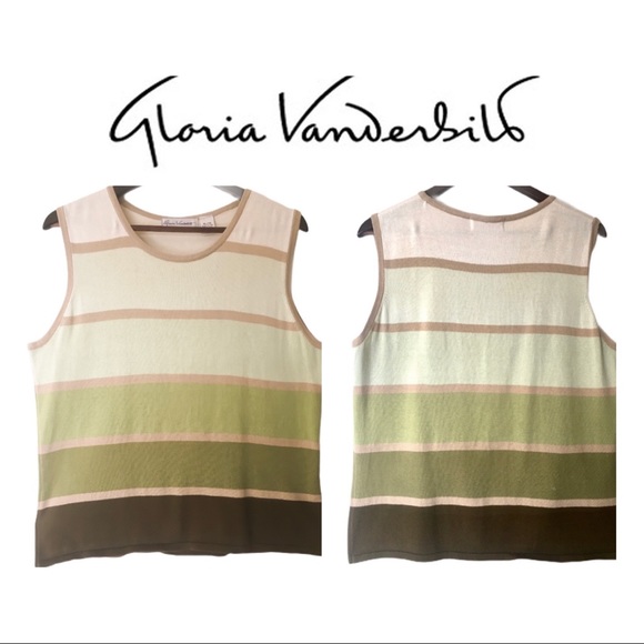 2/$25- Gloria Vanderbilt Sleeveless Ombré Green Knit Top - Picture 1 of 13